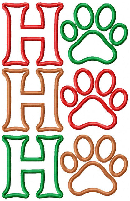 Ho Ho Ho Paws Christmas – Applique – Machine Embroidery Design