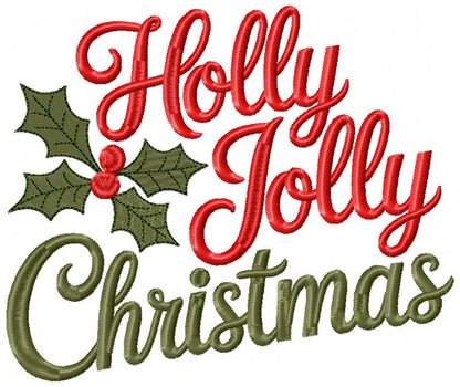 Holly Jolly Sparkle – Satin Stitch – Machine Embroidery Design