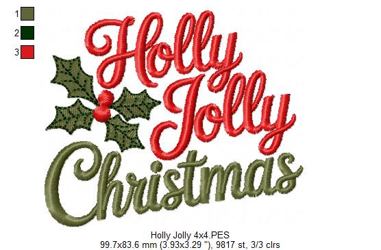 Holly Jolly Sparkle – Satin Stitch – Machine Embroidery Design