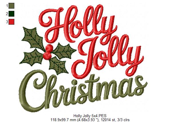 Holly Jolly Sparkle – Satin Stitch – Machine Embroidery Design