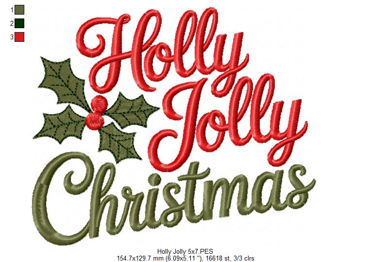 Holly Jolly Sparkle – Satin Stitch – Machine Embroidery Design
