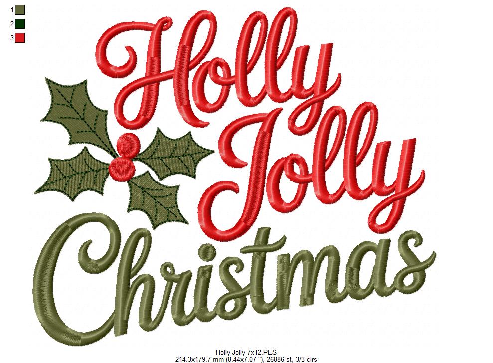 Holly Jolly Sparkle – Satin Stitch – Machine Embroidery Design
