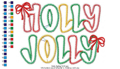 Cozy Christmas Holly Jolly Applique – zigzag applique – Machine Embroidery Design