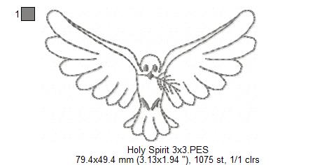 Holy Spirit - Redwork Stitch - Machine Embroidery Design