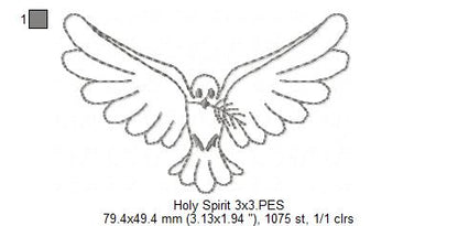 Holy Spirit - Redwork Stitch - Machine Embroidery Design