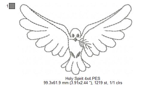 Holy Spirit - Redwork Stitch - Machine Embroidery Design