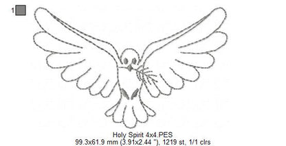 Holy Spirit - Redwork Stitch - Machine Embroidery Design