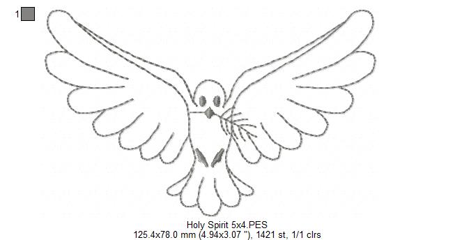 Holy Spirit - Redwork Stitch - Machine Embroidery Design