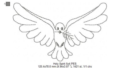 Holy Spirit - Redwork Stitch - Machine Embroidery Design