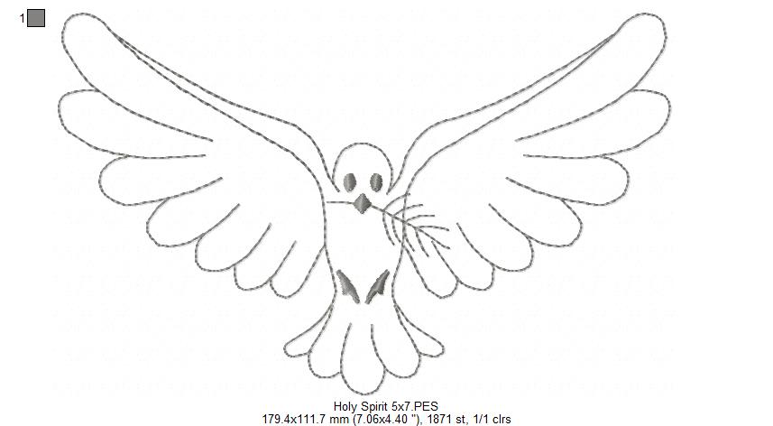 Holy Spirit - Redwork Stitch - Machine Embroidery Design