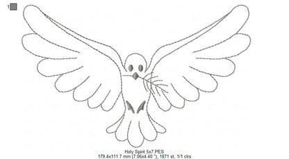 Holy Spirit - Redwork Stitch - Machine Embroidery Design