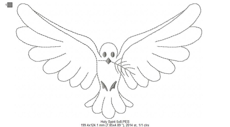 Holy Spirit - Redwork Stitch - Machine Embroidery Design