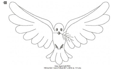 Holy Spirit - Redwork Stitch - Machine Embroidery Design