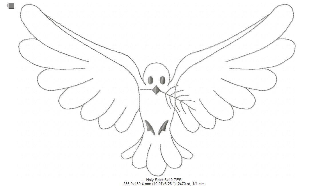 Holy Spirit - Redwork Stitch - Machine Embroidery Design