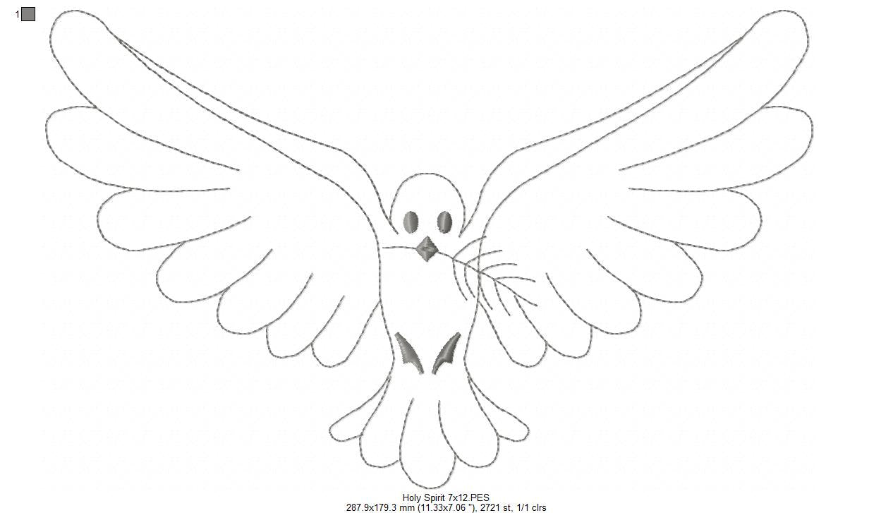 Holy Spirit - Redwork Stitch - Machine Embroidery Design
