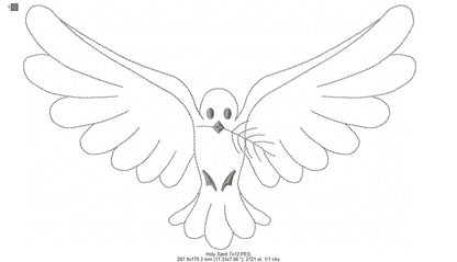 Holy Spirit - Redwork Stitch - Machine Embroidery Design