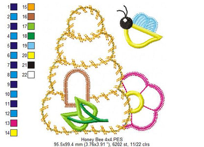 Bee House  - Applique - Machine Embroidery Design