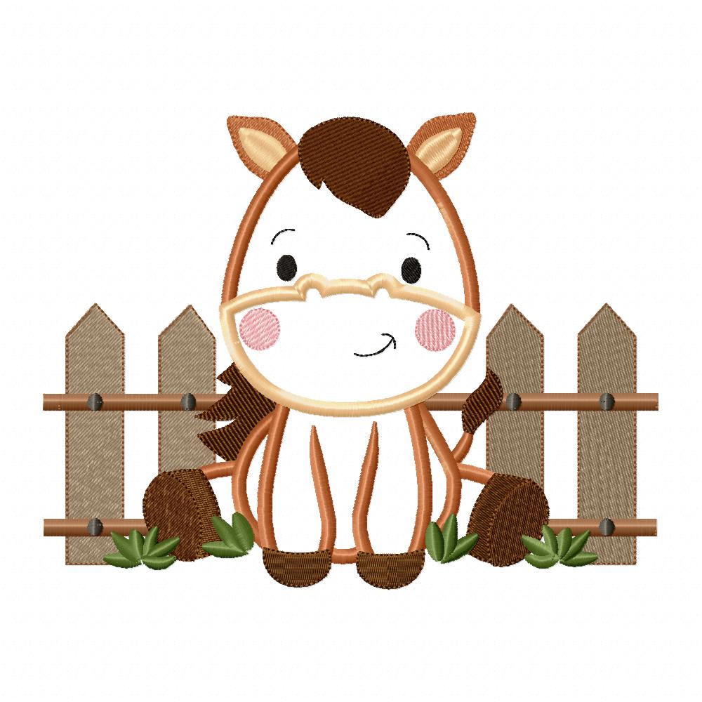 Horse Boy and Fence - Applique - Machine Embroidery Design