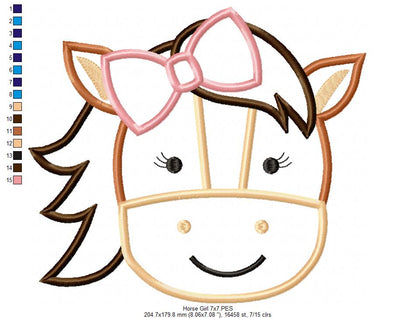Cute Horse Faces Collection – Applique – Machine Embroidery Design