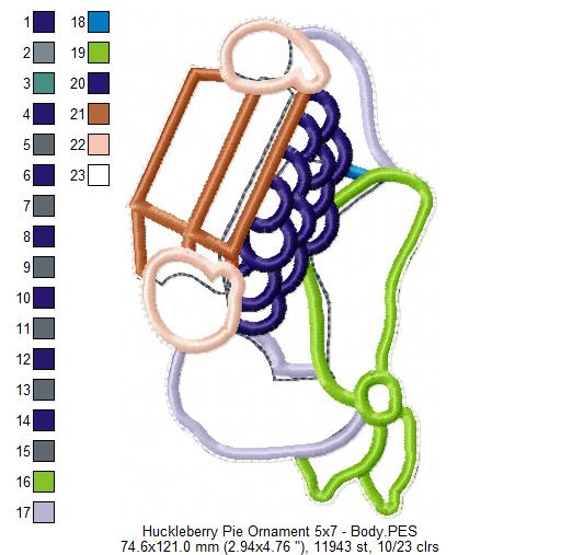 Huckleberry Pie Ornament - ITH Project - Machine Embroidery Design