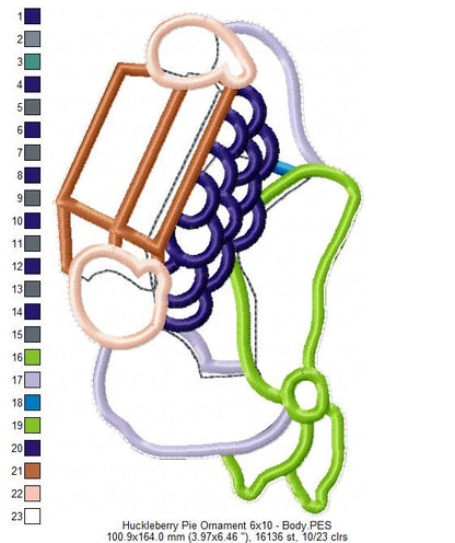 Huckleberry Pie Ornament - ITH Project - Machine Embroidery Design