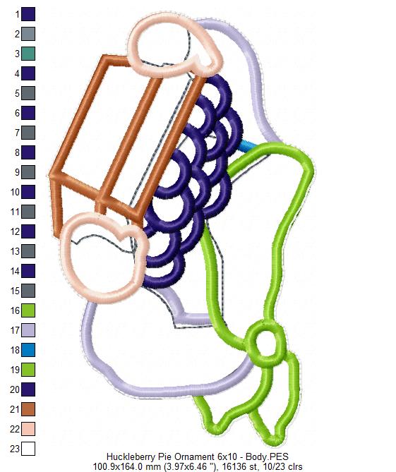 Huckleberry Pie Ornament - ITH Project - Machine Embroidery Design