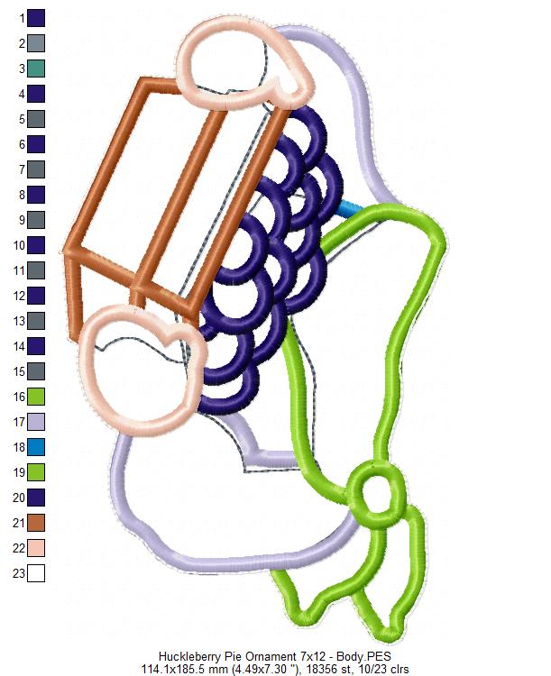 Huckleberry Pie Ornament - ITH Project - Machine Embroidery Design