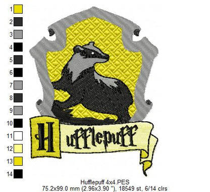 School of Magic Hufflepuff - Fill Stitch - Machine Embroidery Design