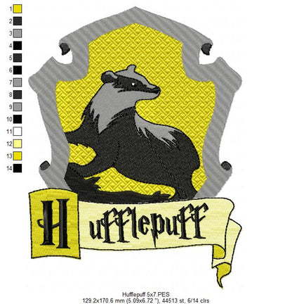 The 4 Houses of the School of Magic - Fill Stitch