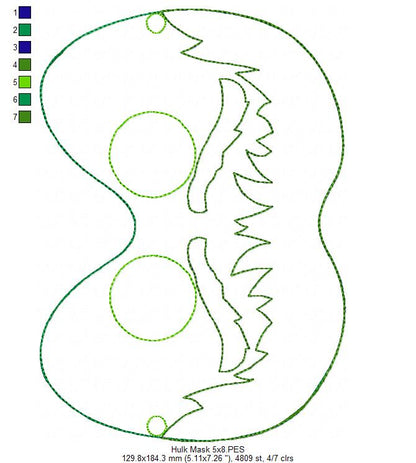 Hulk Mask ITH Project - Applique - Machine Embroidery Design