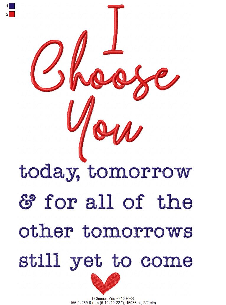 I Choose You - Fill Stitch - Machine Embroidery Design