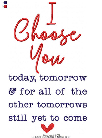 I Choose You - Fill Stitch - Machine Embroidery Design