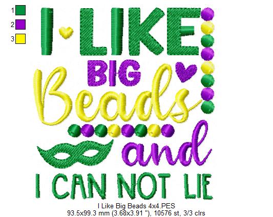 I Like Big Beads and I Can Not Lie - Fill Stitch - Machine Embroidery Design