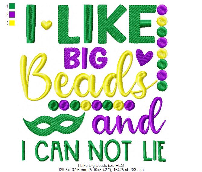I Like Big Beads and I Can Not Lie - Fill Stitch - Machine Embroidery Design