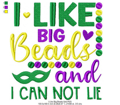 I Like Big Beads and I Can Not Lie - Fill Stitch - Machine Embroidery Design
