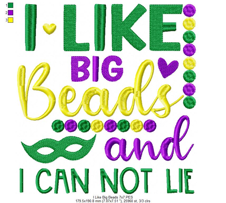 I Like Big Beads and I Can Not Lie - Fill Stitch - Machine Embroidery Design