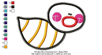 Cute Bees Ornaments - ITH Project - Machine Embroidery Design