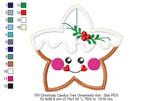 Chirstmas Candys Tree Ornaments Set - ITH Project - Machine Embroidery Design