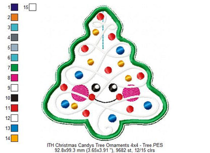 Chirstmas Candys Tree Ornaments Set - ITH Project - Machine Embroidery Design