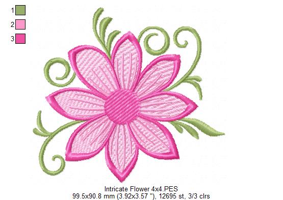 Intricate Flower Rose - Fill Stitch - Machine Embroidery Design