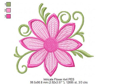 Intricate Flower Rose - Fill Stitch - Machine Embroidery Design