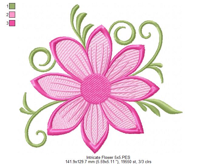 Intricate Flower Rose - Fill Stitch - Machine Embroidery Design