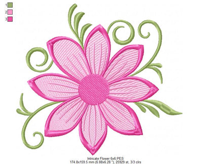 Intricate Flower Rose - Fill Stitch - Machine Embroidery Design