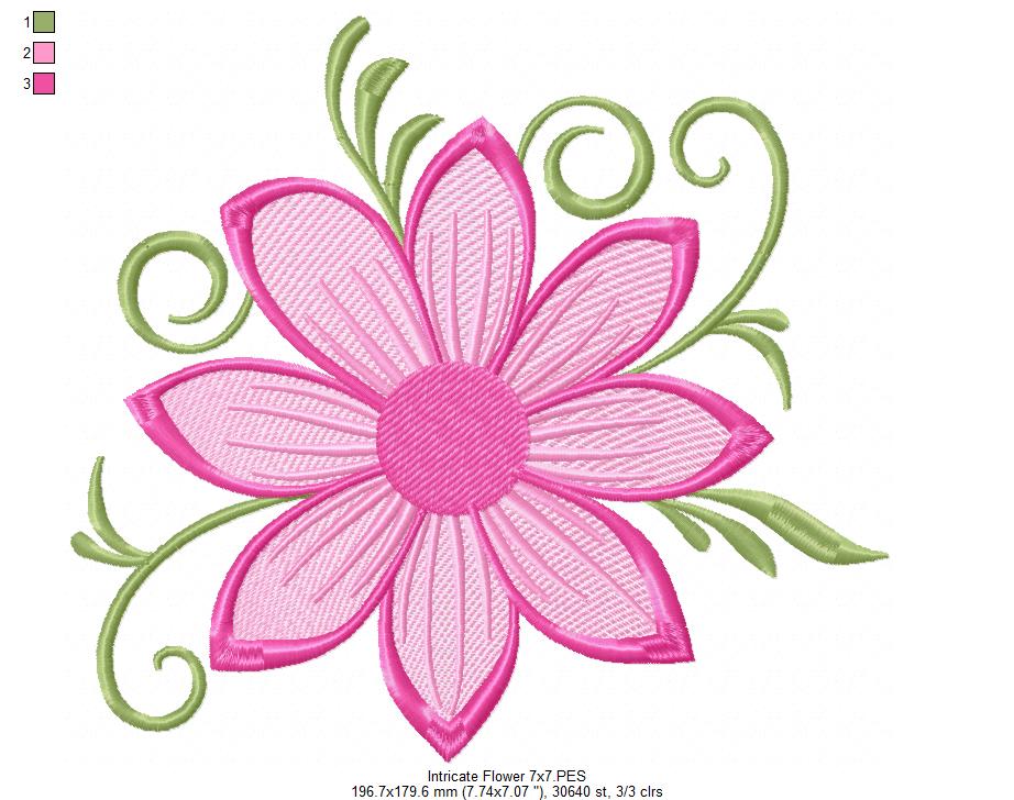 Intricate Flower Rose - Fill Stitch - Machine Embroidery Design
