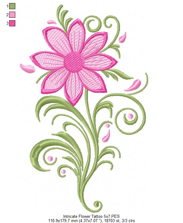 Intricate Flower - Fill Stitch - Machine Embroidery Design