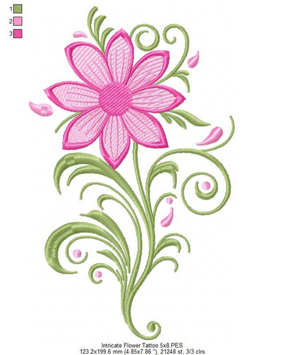 Intricate Flower - Fill Stitch - Machine Embroidery Design