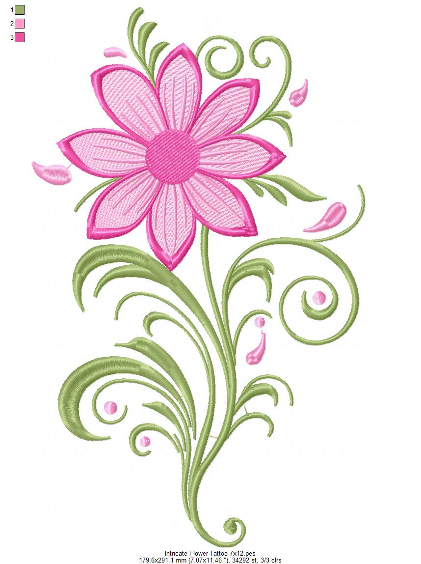Intricate Flower - Fill Stitch - Machine Embroidery Design