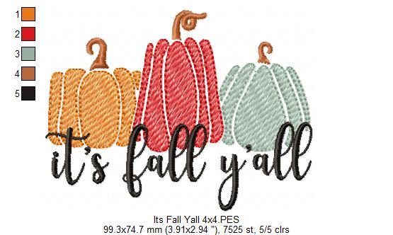 It's Fall Y'all - Sketch Stitch - Machine Embroidery Design