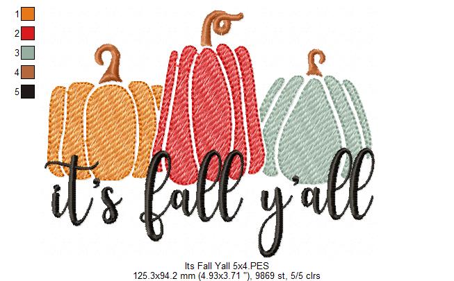 It's Fall Y'all - Sketch Stitch - Machine Embroidery Design