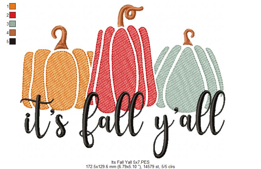 It's Fall Y'all - Sketch Stitch - Machine Embroidery Design